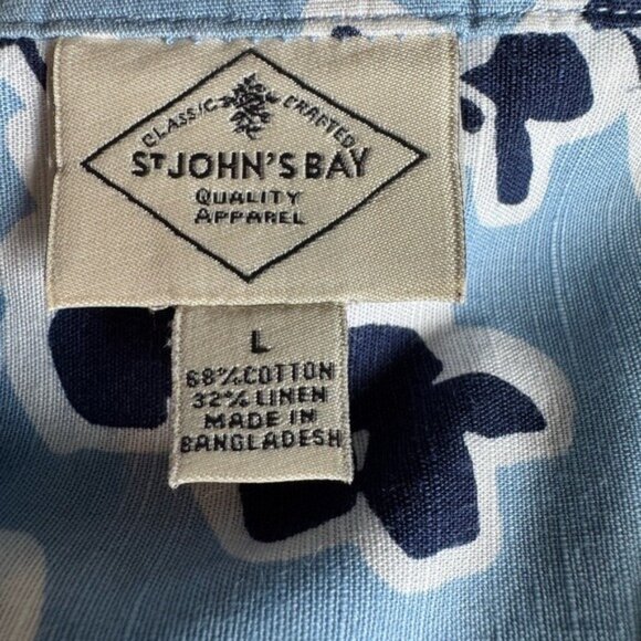 St Johns Bay‎ Womens Linen Top Blouse Size 2X Artsy Floral Beachy Bohemian Blue - Picture 6 of 8